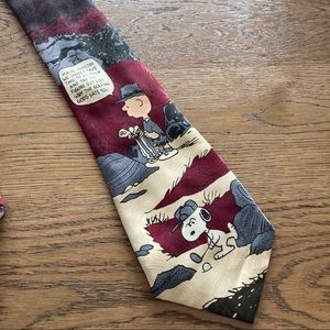 *Vintage 1958 Burgundy Golf Peanuts 100% Silk tie ft. Charlie Brown & Snoopy